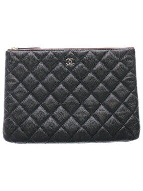 Chanel Quilted Clutch Caviar Leather Black